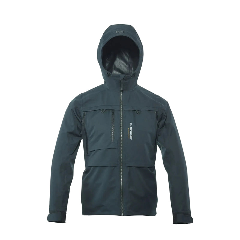 Load image into Gallery viewer, Loop Dellik wading jacket, dark purple hooded zip-up with two chest pockets
