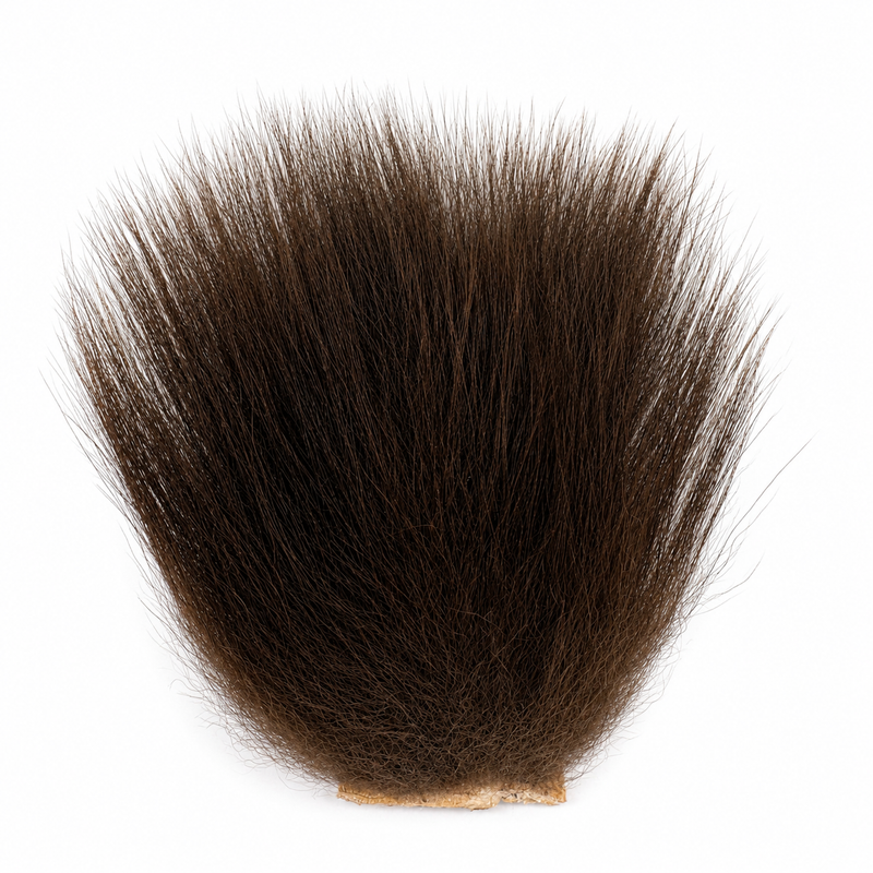 Load image into Gallery viewer, Dark brown bear hair fiber bundle, thick tapered cut end
