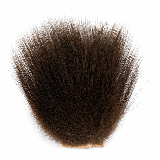 Dark brown bear hair fiber bundle, thick tapered cut end