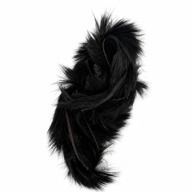 Load image into Gallery viewer, Fishing Fever rabbit strips, solid black with dark tying thread
