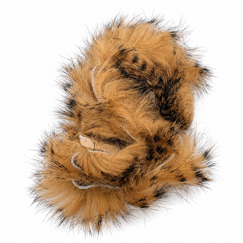 Load image into Gallery viewer, Rabbit fur strip, tan and brown with dark tiger mottling and light loops
