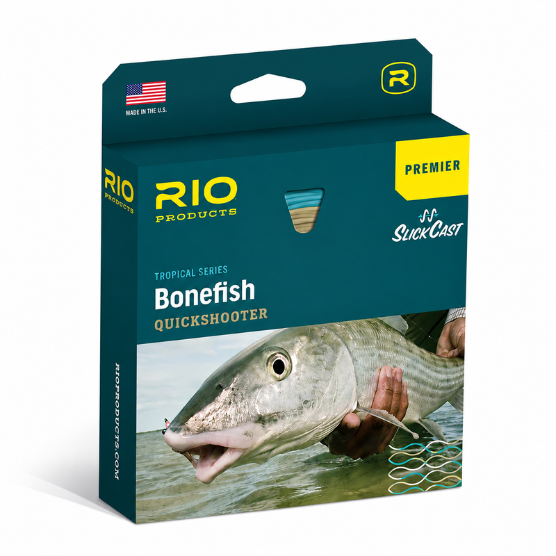 Load image into Gallery viewer, Fly fishing line box with tropical Bonefish Quickshooter branding
