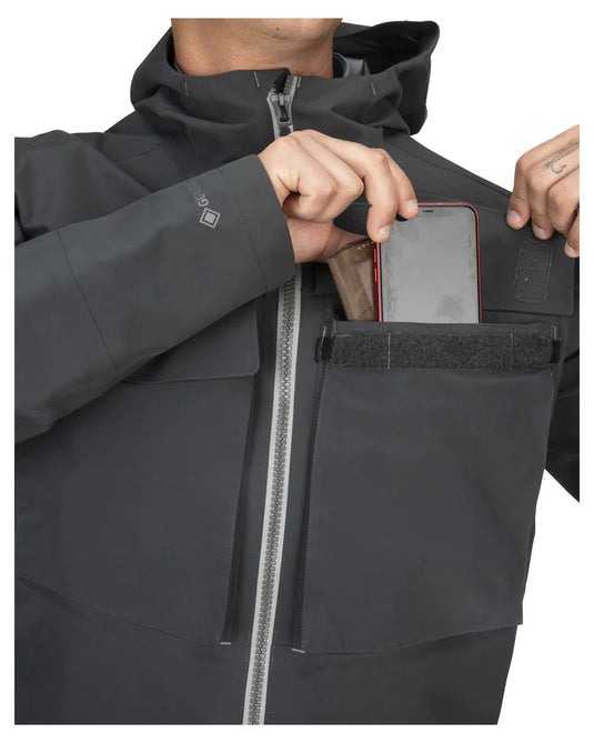 Dark jacket interior pocket panel open near zipper track