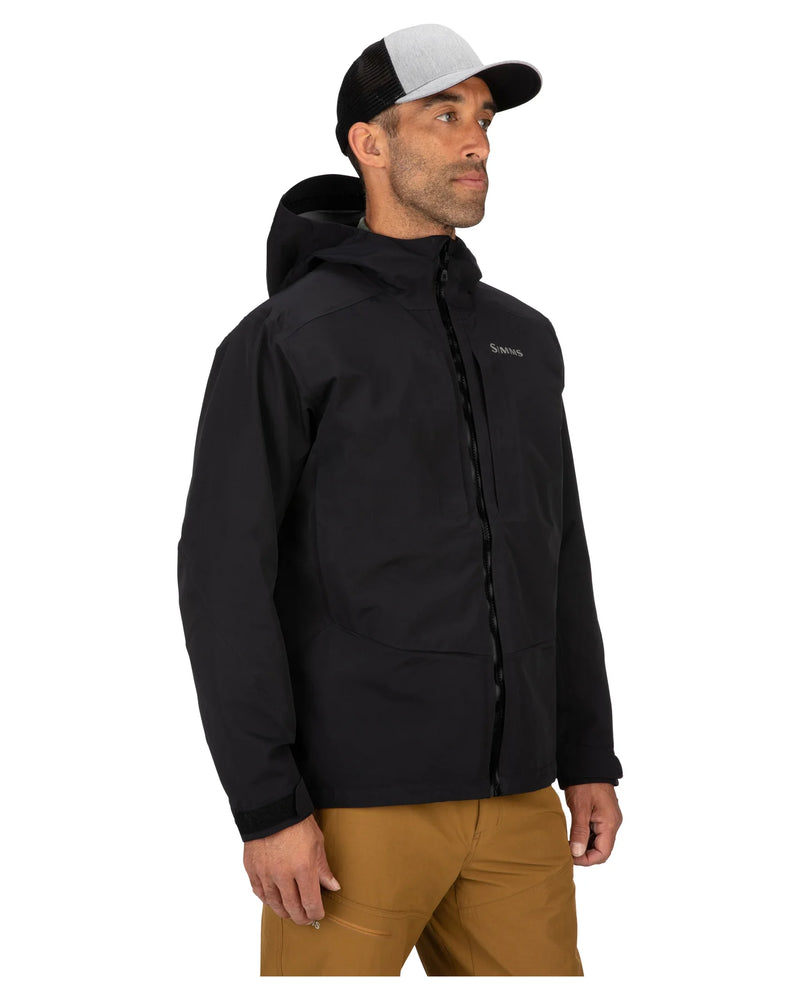 Load image into Gallery viewer, Black hooded men's jacket with standing collar and chest logo
