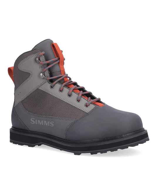 Basalt rubber-sole boot with orange heel pull and lace-up design