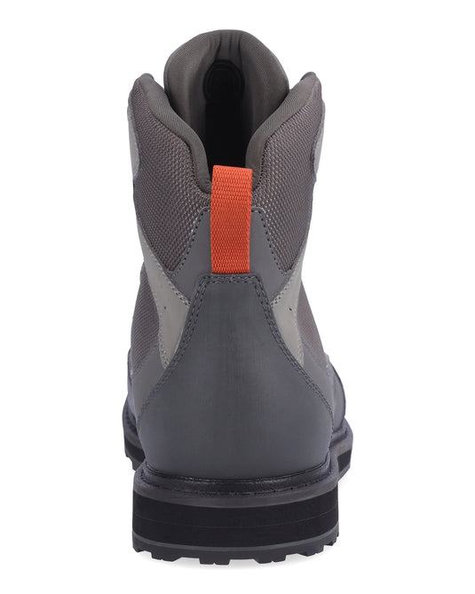 Basalt lace-up boot with orange heel pull tab and padded collar