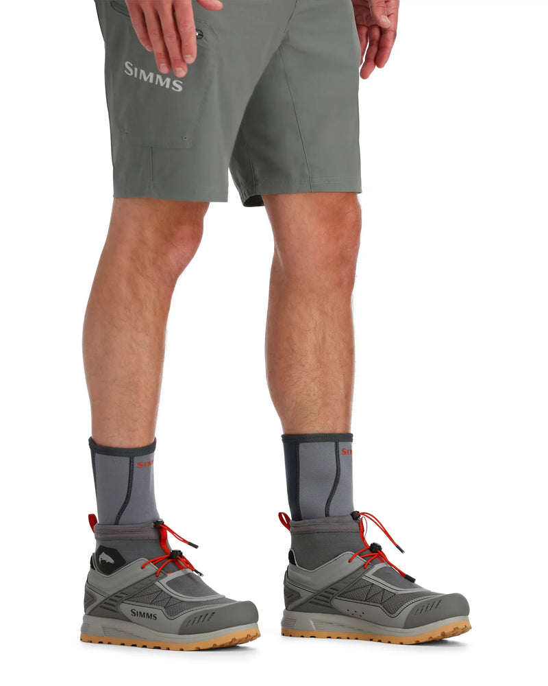 Load image into Gallery viewer, Neoprene wading socks in dark gray with contrast ankle stitching
