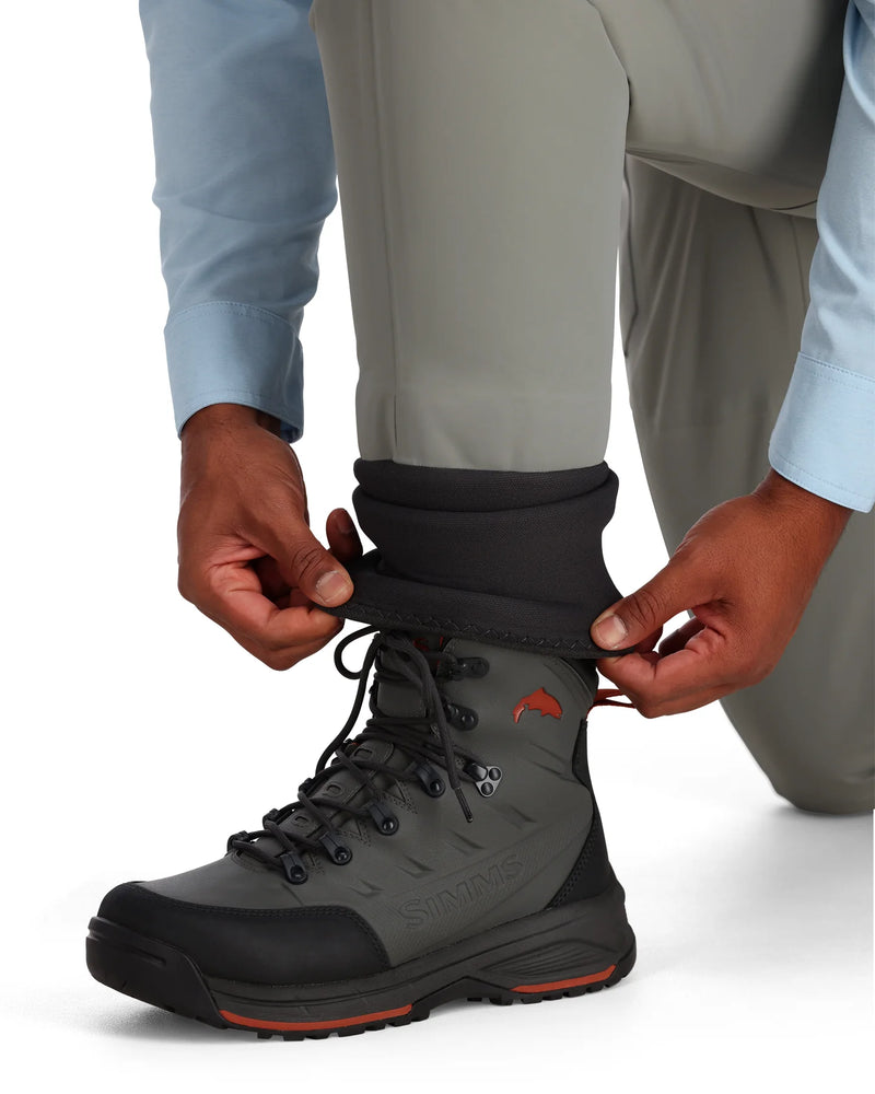 Load image into Gallery viewer, Men's pant wader boot cuff with black neoprene lining over boots
