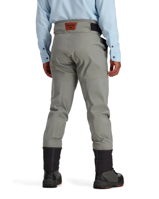 Men's pant wader, light gray, side cargo pockets and black ankle gaiters