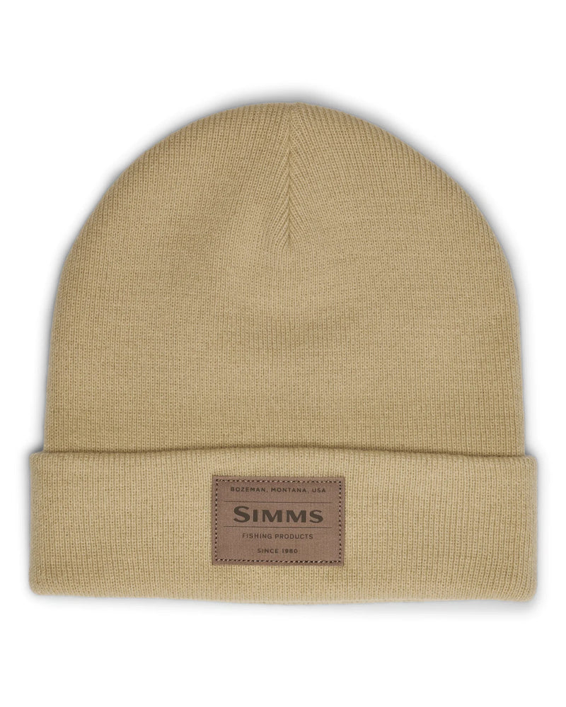 Load image into Gallery viewer, Simms Everyday Watchcap knit beanie, tan stonefly color with front brand patch
