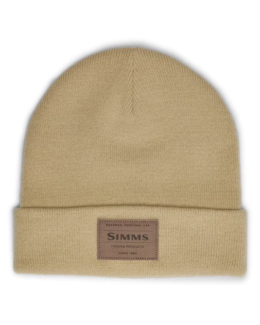 Simms Everyday Watchcap knit beanie, tan stonefly color with front brand patch
