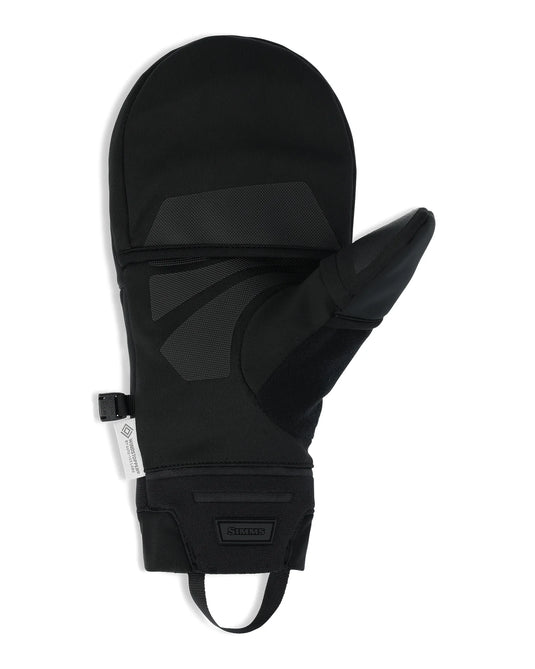 Simms Windstopper foldover mitt, black with thumb panel and hook-and-loop