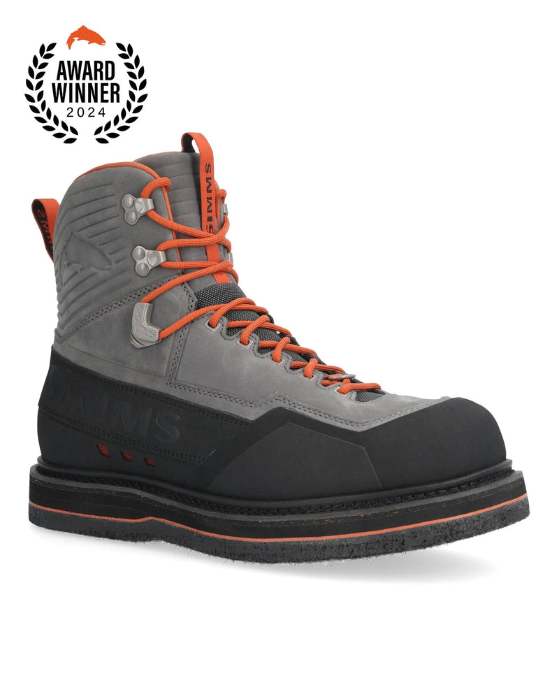 Load image into Gallery viewer, Simms G3 Guide felt boot, dark gray with black panels and orange laces
