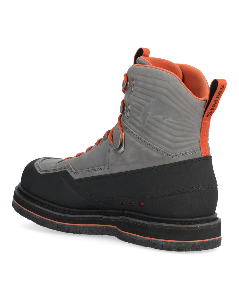 Load image into Gallery viewer, Simms G3 Guide felt boot side view, dark gray upper with orange collar lining
