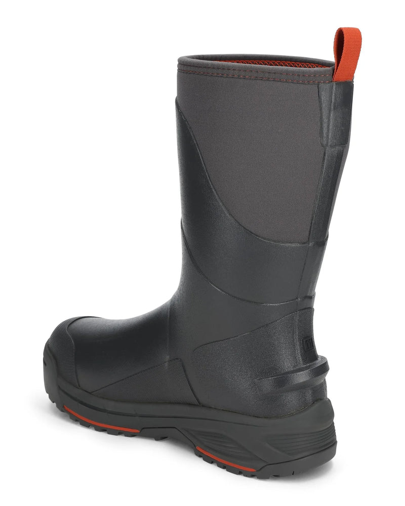Load image into Gallery viewer, Men's tall insulated rubber boot, dark gray upper with curved seam and tread
