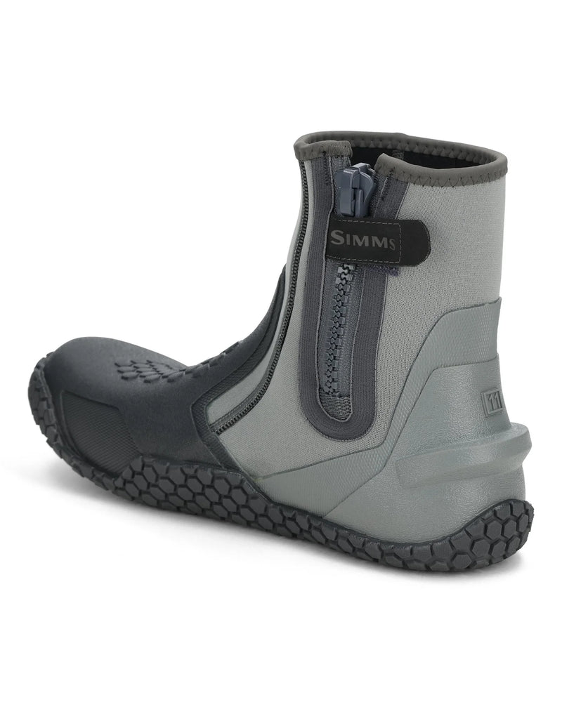 Load image into Gallery viewer, Dark gray and lighter gray zippered ankle bootie with hex tread sole
