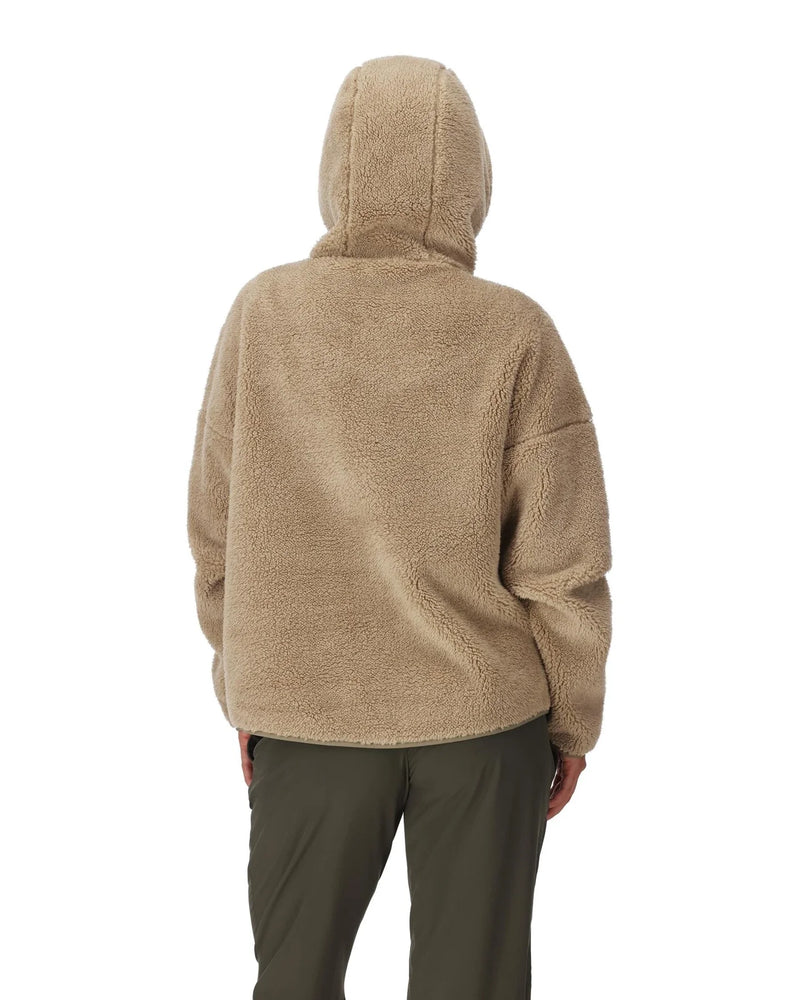Load image into Gallery viewer, Women’s fleece hoodie back view with attached hood and pullover silhouette
