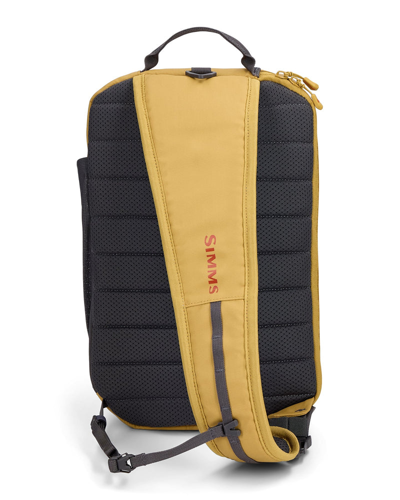 Load image into Gallery viewer, Simms Tributary sling pack, tan front with black back panel and adjustable shoulder strap
