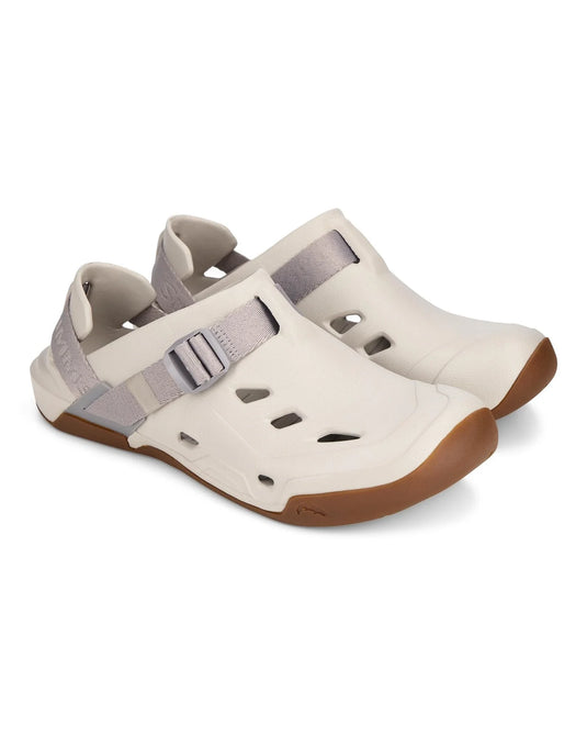 Light gray water shoe side profile with tonal strap and vented toe cutouts