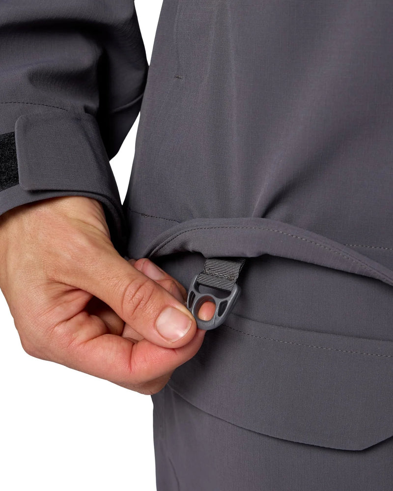 Load image into Gallery viewer, Women's gray jacket adjustable waist drawcord with slider toggle
