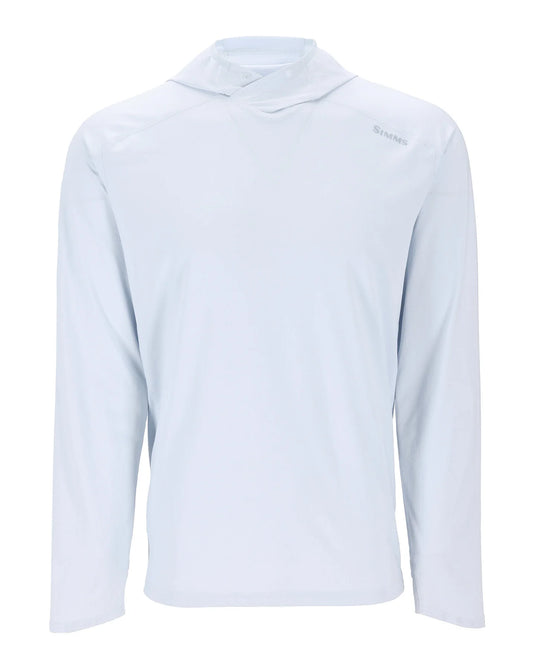 Light blue men's pullover hoody with hood and front pouch