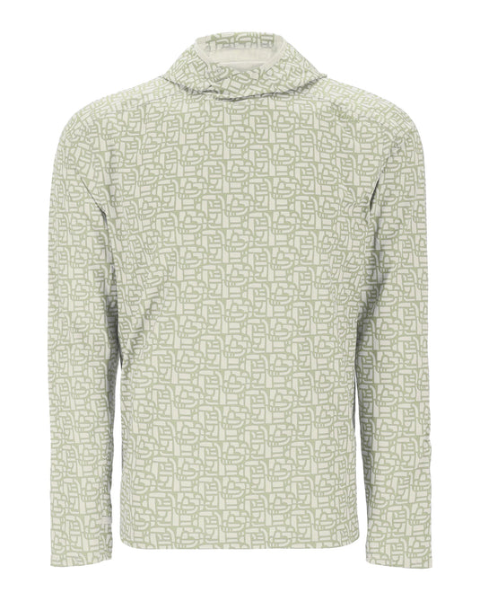 Light green patterned men's pullover hoody with attached hood