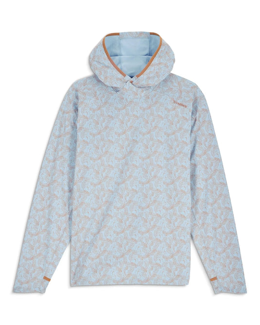 Light blue patterned men's pullover hoody with hood