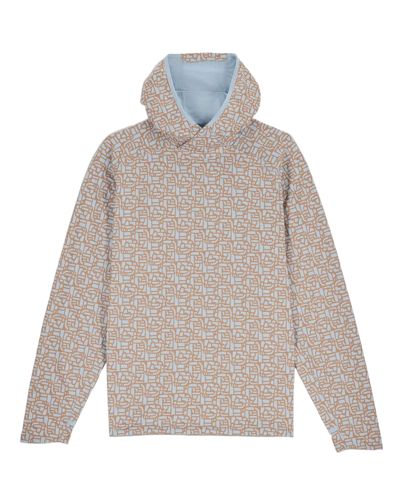 Load image into Gallery viewer, Tan patterned men's pullover hoody with hood and front opening
