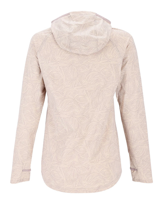 Solarflex hoody in light beige heather, back view with hood and long sleeves