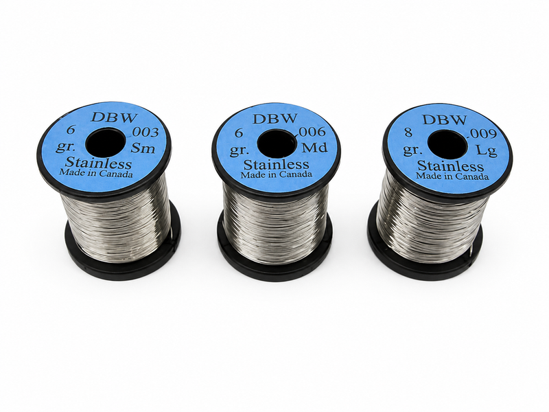 Load image into Gallery viewer, Stainless dubbing wire spools: DBW 003 Sm, 006 Md, 009 Lg

