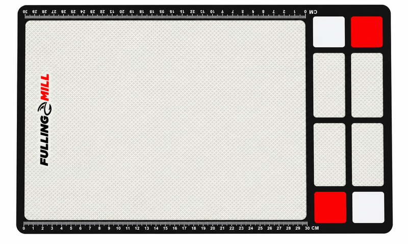 Load image into Gallery viewer, Fulling Mill fly tying mat with measurement scale and side storage slots
