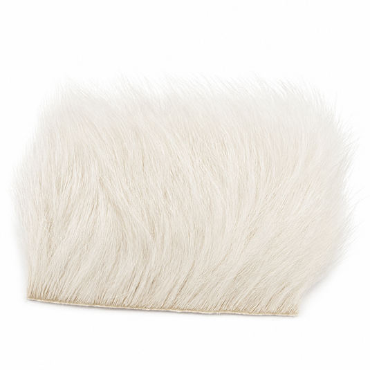 Natural white calf body hair bundle with long, fine fibers