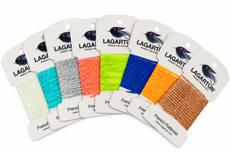 Load image into Gallery viewer, Assorted flat braid tying materials in multiple colors on display cards
