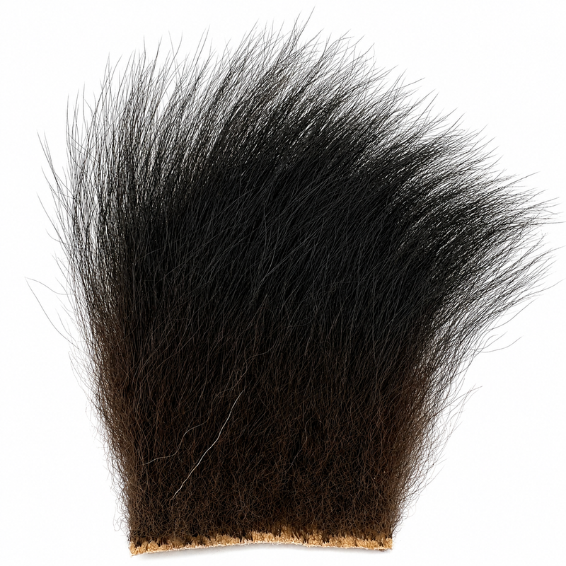 Load image into Gallery viewer, Black Bear fly tying hair tuft with long dark fibers
