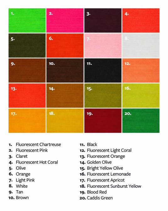 Fulling Mill Super Suede Chenille color swatch sheet with multiple colored blocks