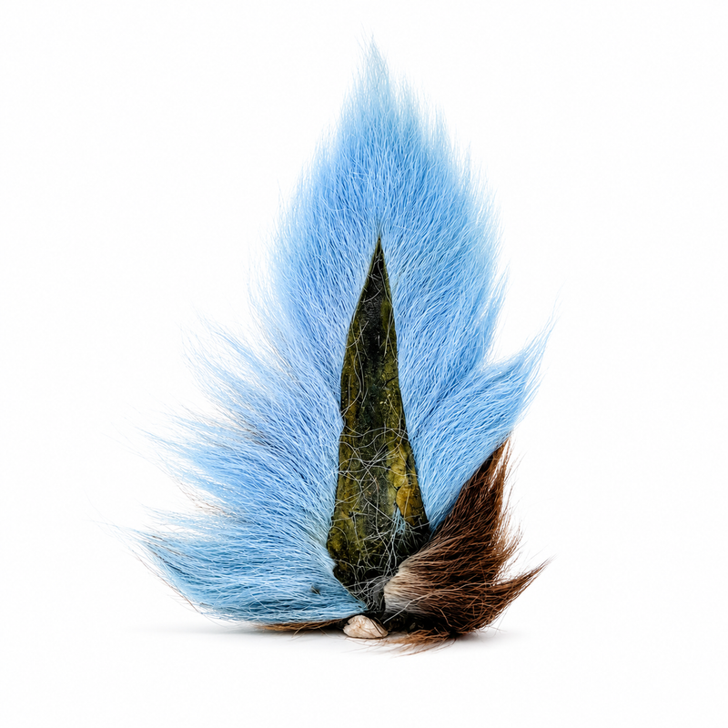 Load image into Gallery viewer, Light blue bucktail hair with dark brown woven base
