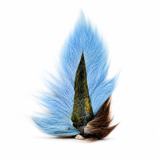 Light blue bucktail hair with dark brown woven base