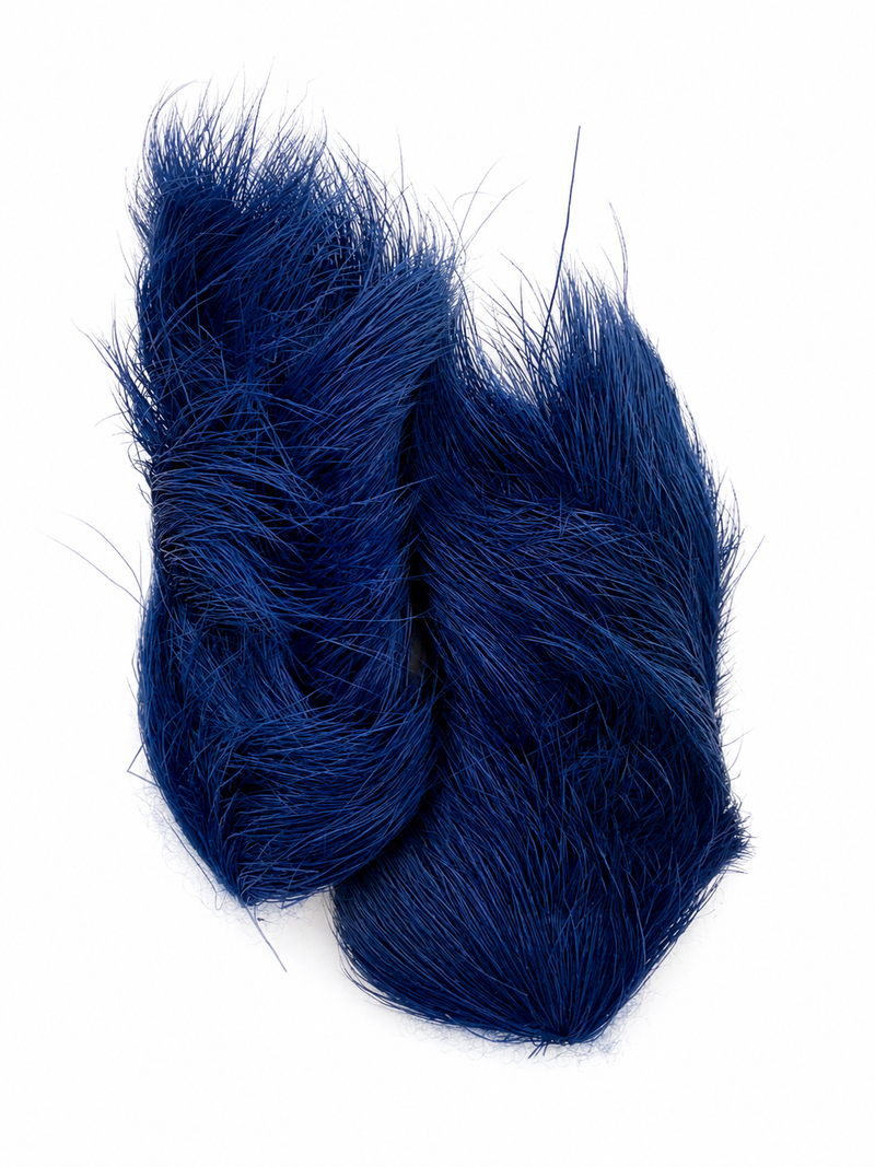 Load image into Gallery viewer, Deer hair tuft, dark blue, loose long fibers
