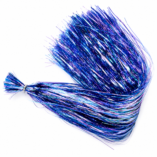 Regular Flashabou tinsel streamer in blue with light silver highlights