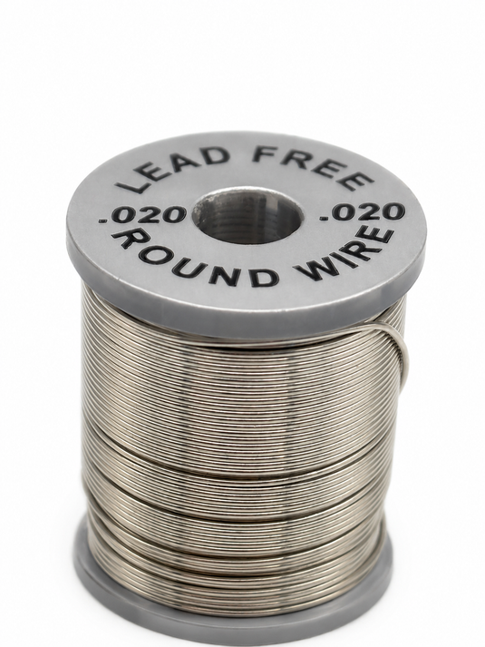 Lead-free round wire spool with tightly wound metal wire