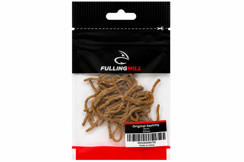Load image into Gallery viewer, Tan squirmy fishing lure loops in retail bag
