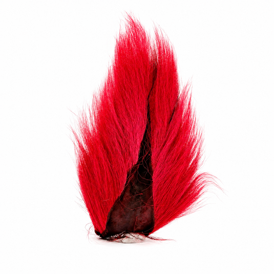 Red bucktail hair with dark woven base