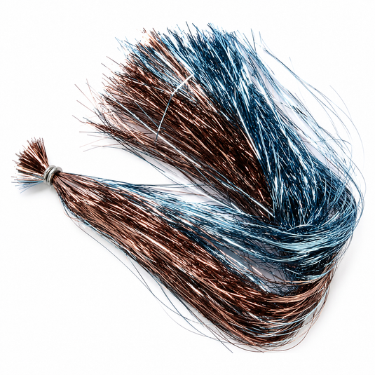 Regular Flashabou tinsel streamer in brown and dark blue metallic