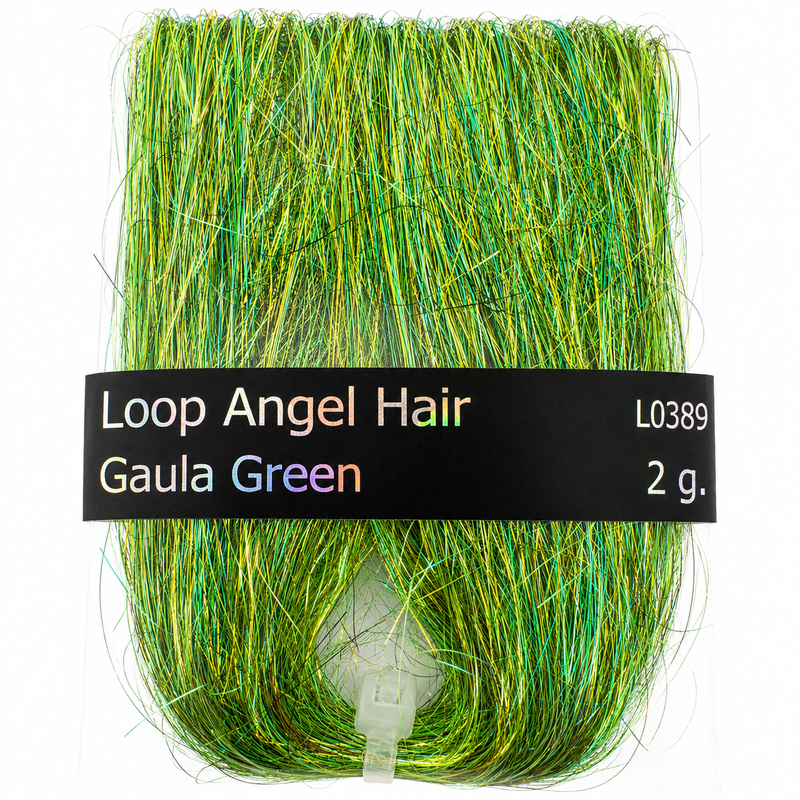 Load image into Gallery viewer, Loop angel hair bundle with vivid green metallic strands, Gaula Green, 2 g
