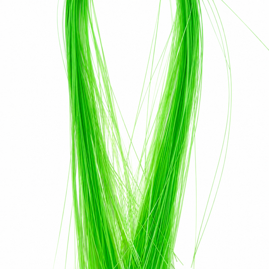 Phosphorescent bright green fiber strands bundle, flowing V-shape