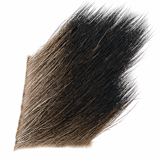 Darmor moose body hair patch, brown and black fur close-up