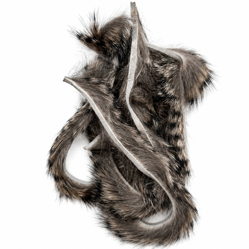 Load image into Gallery viewer, Fishing Fever rabbit strips, gray and black with light silver tying thread
