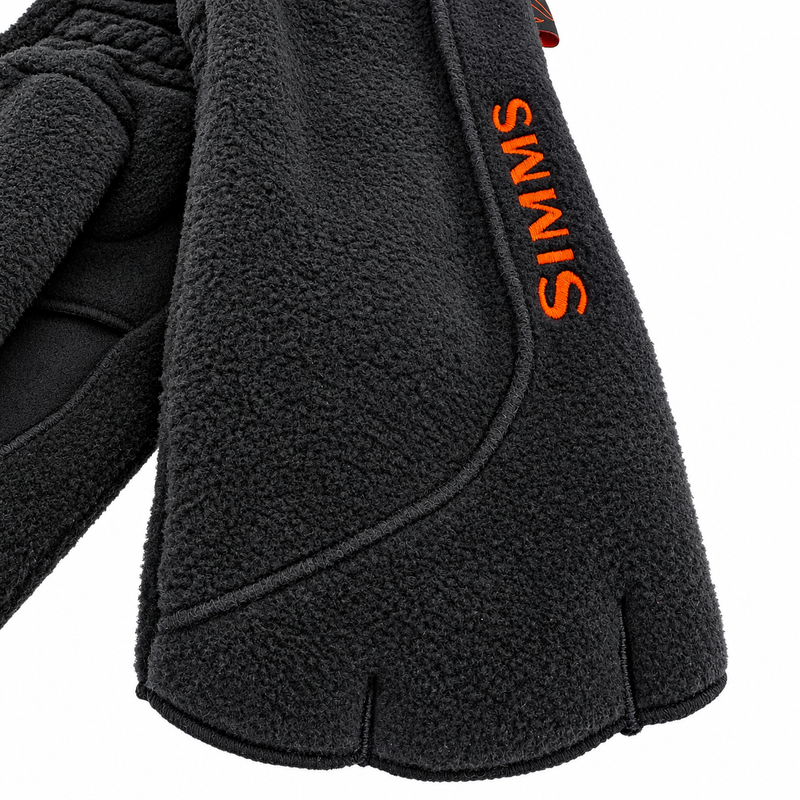 Load image into Gallery viewer, Simms Headwater no-finger fleece glove, dark gray with orange SIMMS side logo
