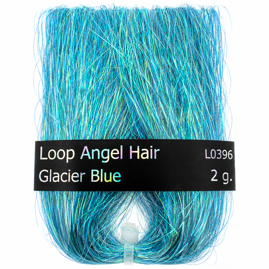 Loop angel hair bundle with bright blue metallic strands, Glacier Blue, 2 g