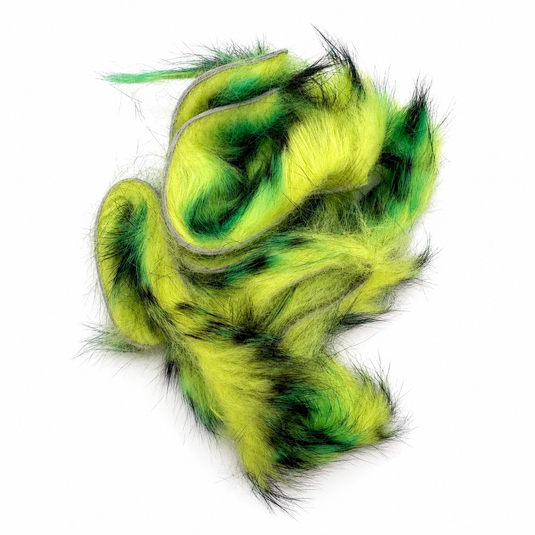 Fishing Fever rabbit strips, lime green with darker green barred and dark thread